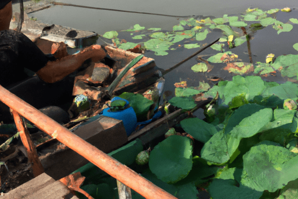 fishing in pond